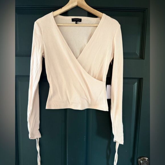 1. State Tops - 1. State Light Beige Wrap Blouse